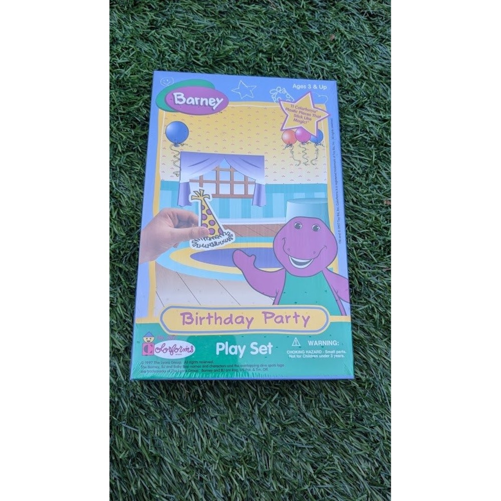 Vintage Barney Birthday Party Colorforms Playset Sealed Ages 3 & Up